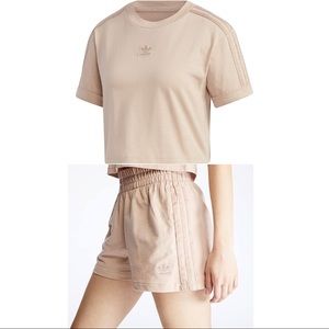 Adidas Matching Set Cropped T Shirt and Shorts